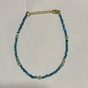 Apatite and Amazonite Gold Beaded Bracelet